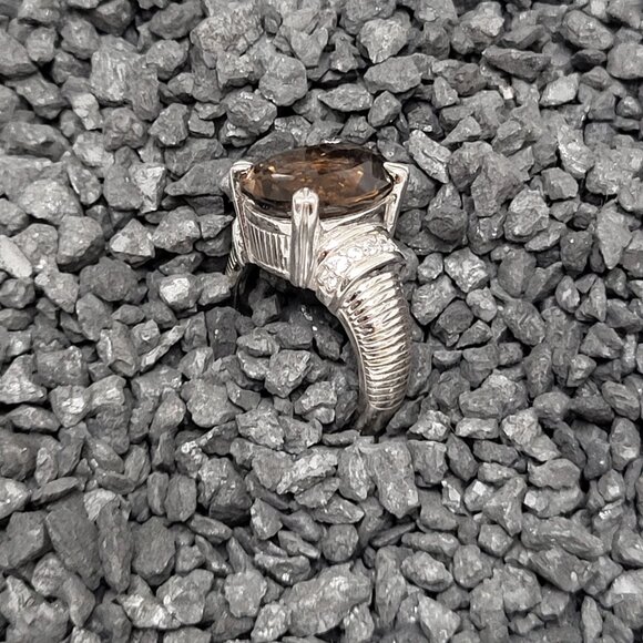Judith Ripka Smoky Quartz and Silver Ring - Picture 8 of 13
